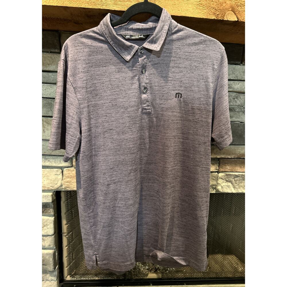 mens TRAVIS MATHEW heathered purple short sleeve polo shirt size M *C5